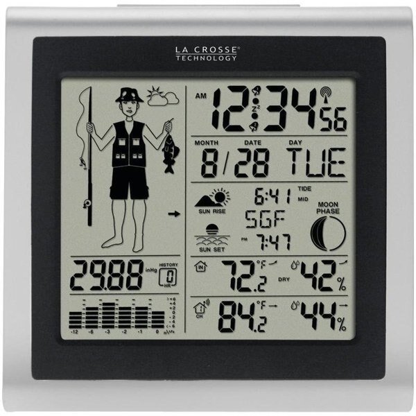 Fisherman Forecast Station, 32 to 122 deg F, 1 to 99  Humidity Range, LED Display, La Crosse Technology, Mfr#: 308-1451